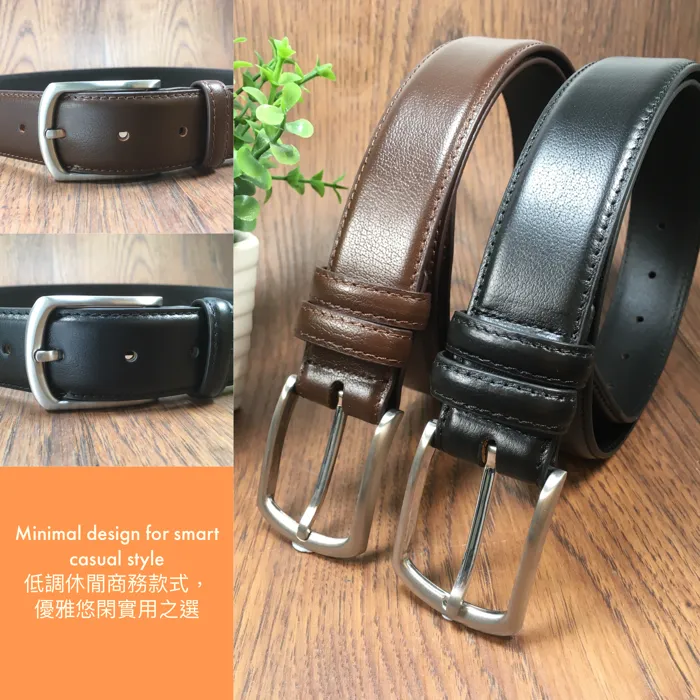[香港品牌 EBELT] EBM 165  男裝高級頭層牛皮真皮皮帶 3.4cm Top Grade Full Grain Cow Leather Belt