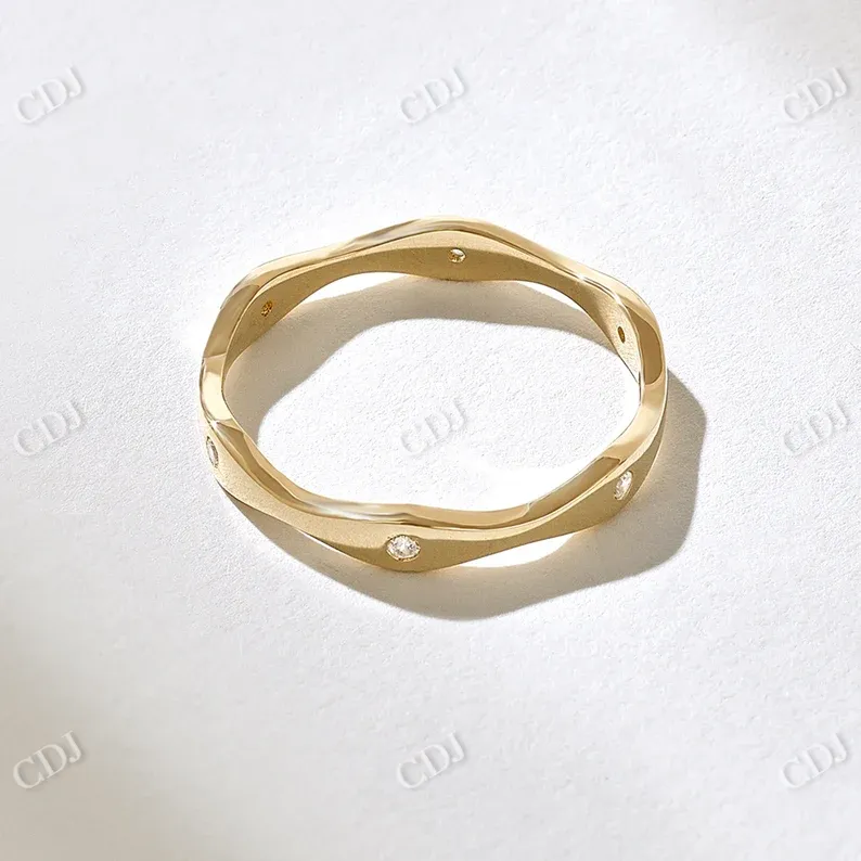 0.06CTW Round Wave Bezel Diamond Wedding Band