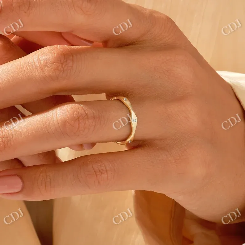 0.06CTW Round Wave Bezel Diamond Wedding Band