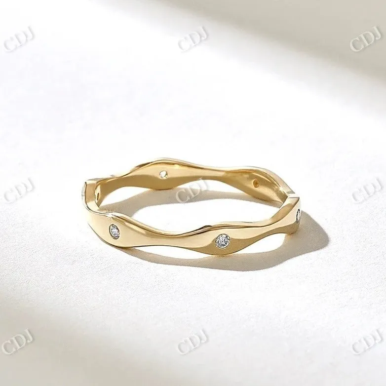 0.06CTW Round Wave Bezel Diamond Wedding Band