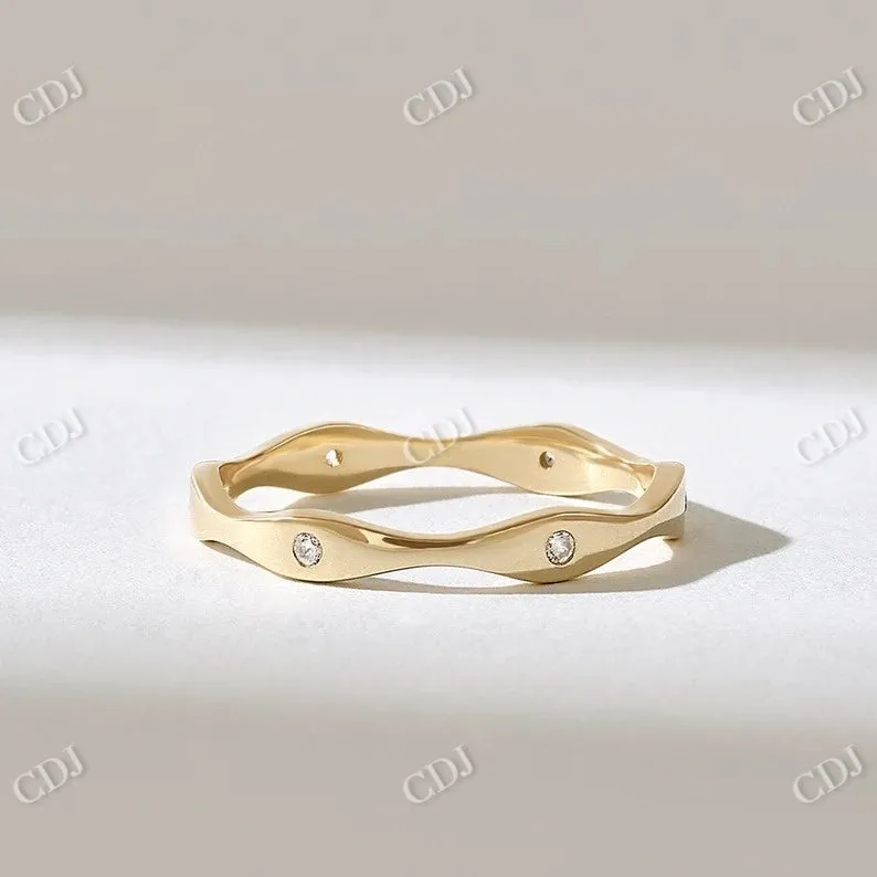0.06CTW Round Wave Bezel Diamond Wedding Band