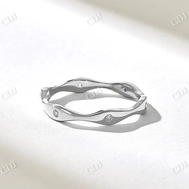 0.06CTW Round Wave Bezel Diamond Wedding Band