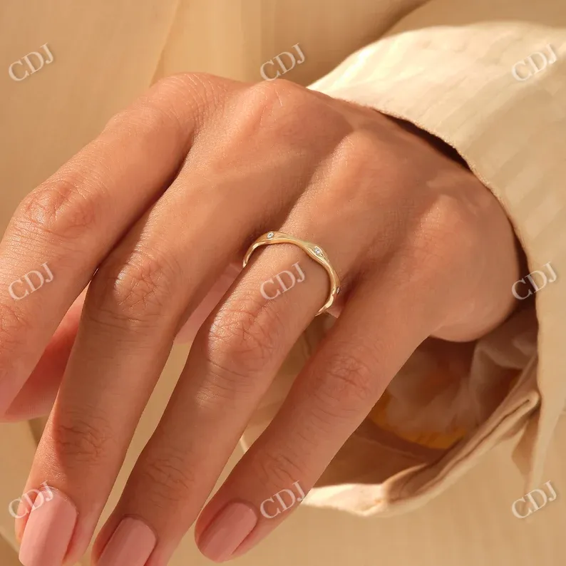 0.06CTW Round Wave Bezel Diamond Wedding Band