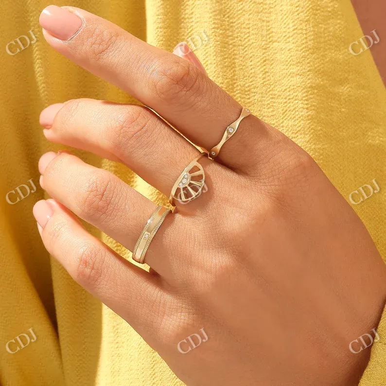 0.06CTW Round Wave Bezel Diamond Wedding Band