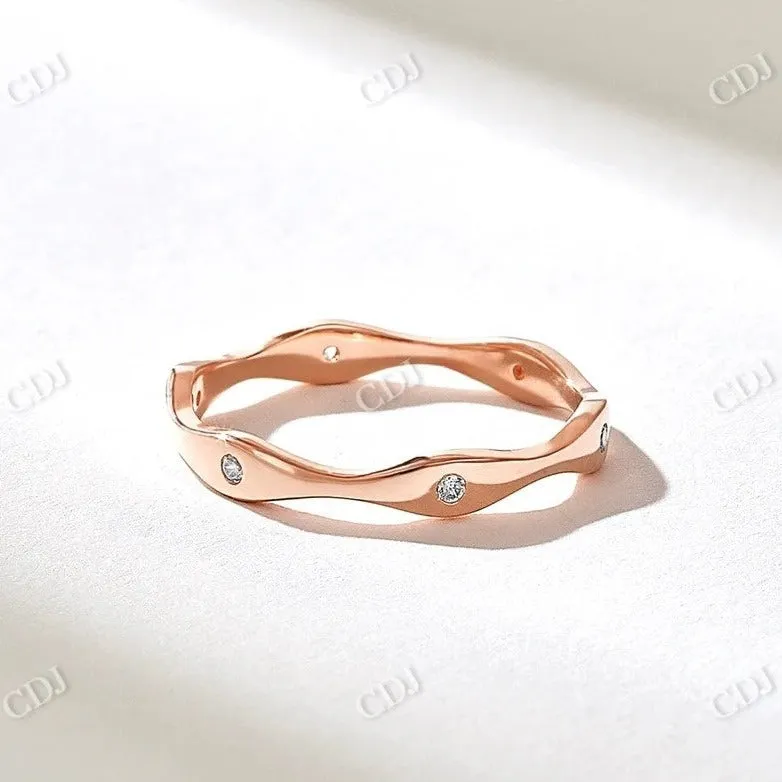 0.06CTW Round Wave Bezel Diamond Wedding Band
