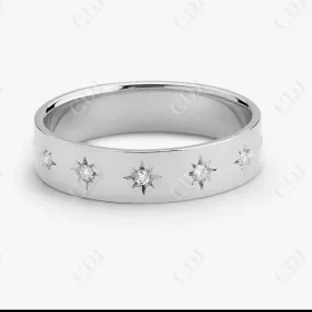 0.11CTW Lab Grown Diamond Star Wedding Band