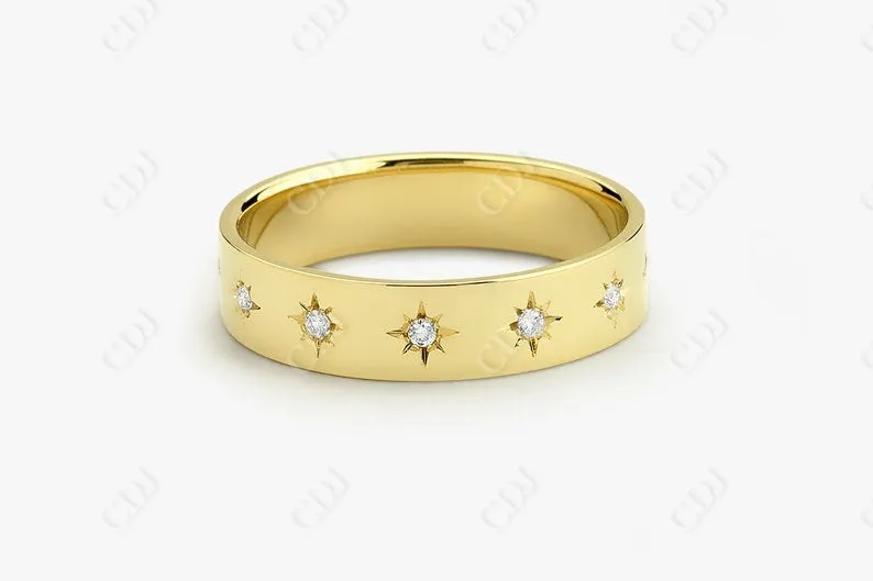 0.11CTW Lab Grown Diamond Star Wedding Band