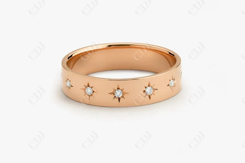 0.11CTW Lab Grown Diamond Star Wedding Band