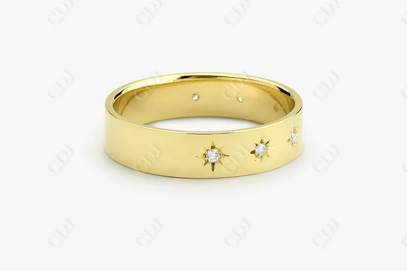 0.11CTW Lab Grown Diamond Star Wedding Band