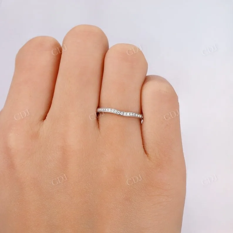 0.12CTW Half Eternity Curved Natural Diamond Wedding Band