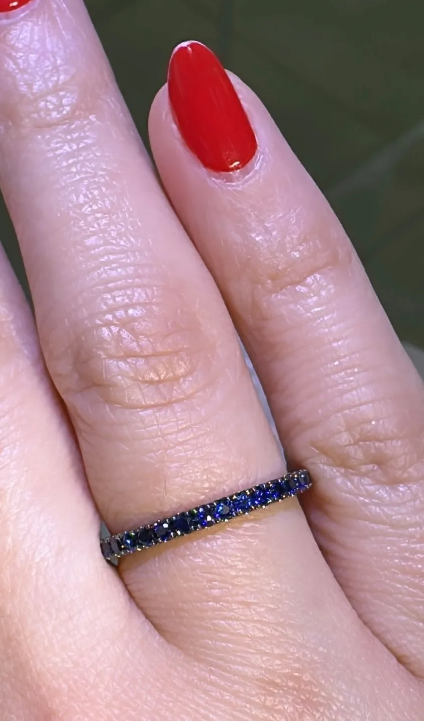 0.37ct tw Blue Sapphire Eternity Stackable Band in Black Rhodium