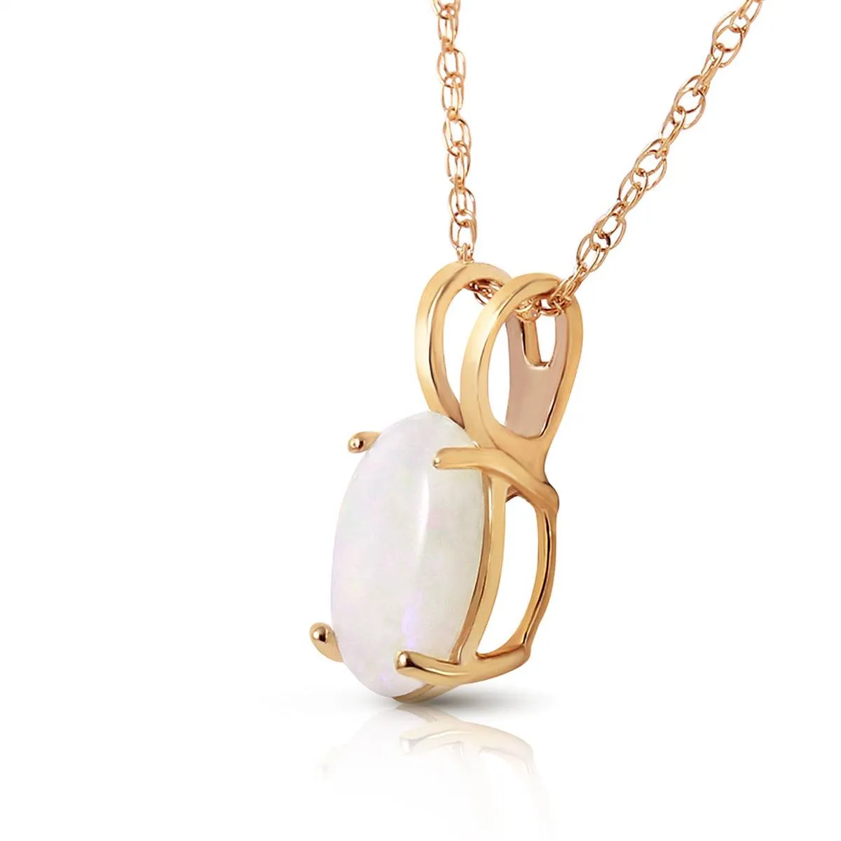 0.45 Carat 14K Solid Yellow Gold Floating In Clowds Opal Necklace