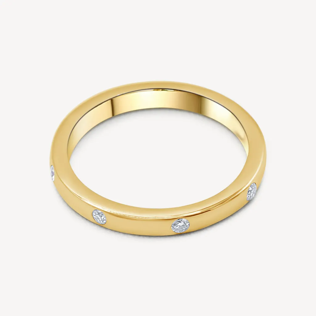 10k Gold Single Band Diamond Inlay Engagement Ring