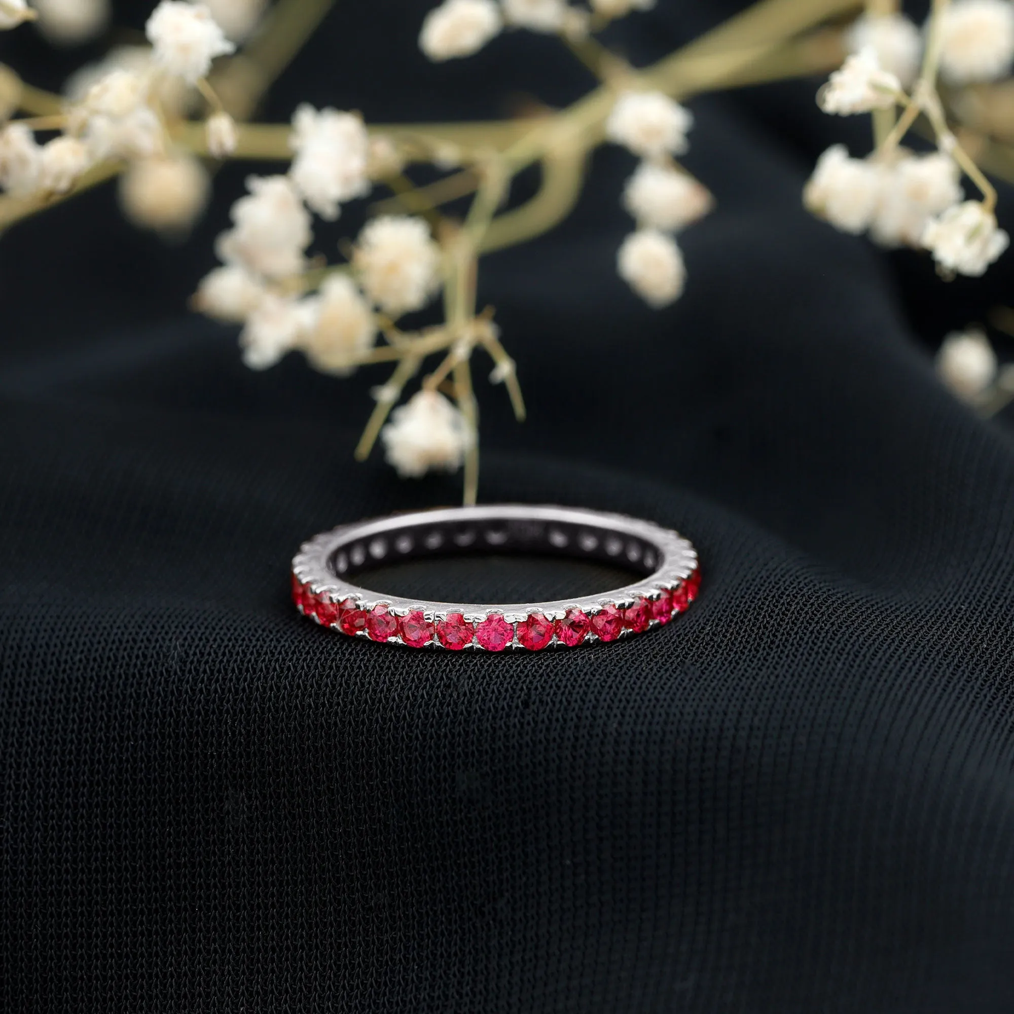 1/2 CT Lab Created Ruby Stackable Eternity Band