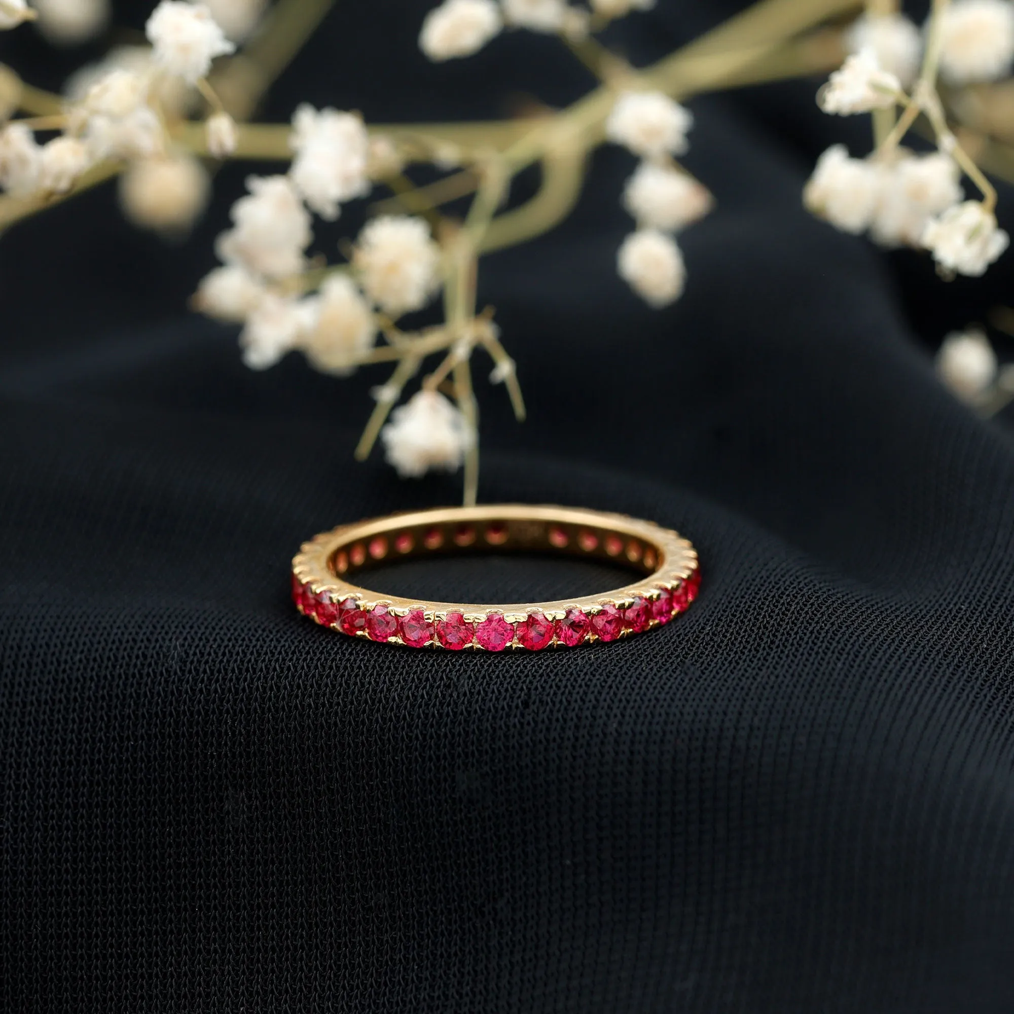 1/2 CT Lab Created Ruby Stackable Eternity Band
