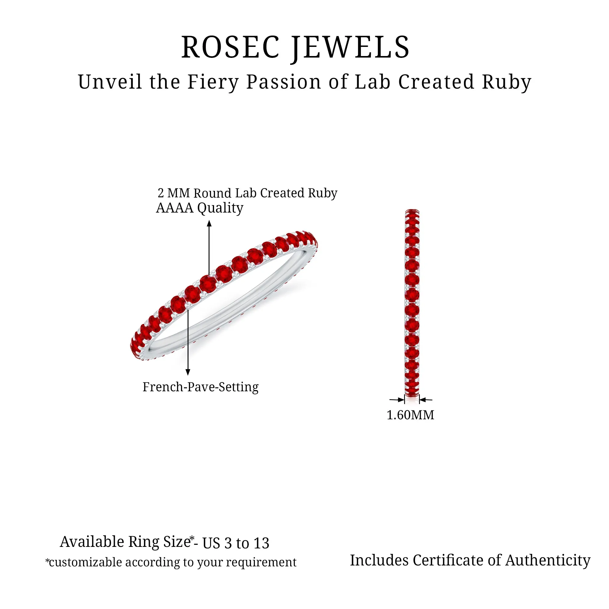 1/2 CT Lab Created Ruby Stackable Eternity Band