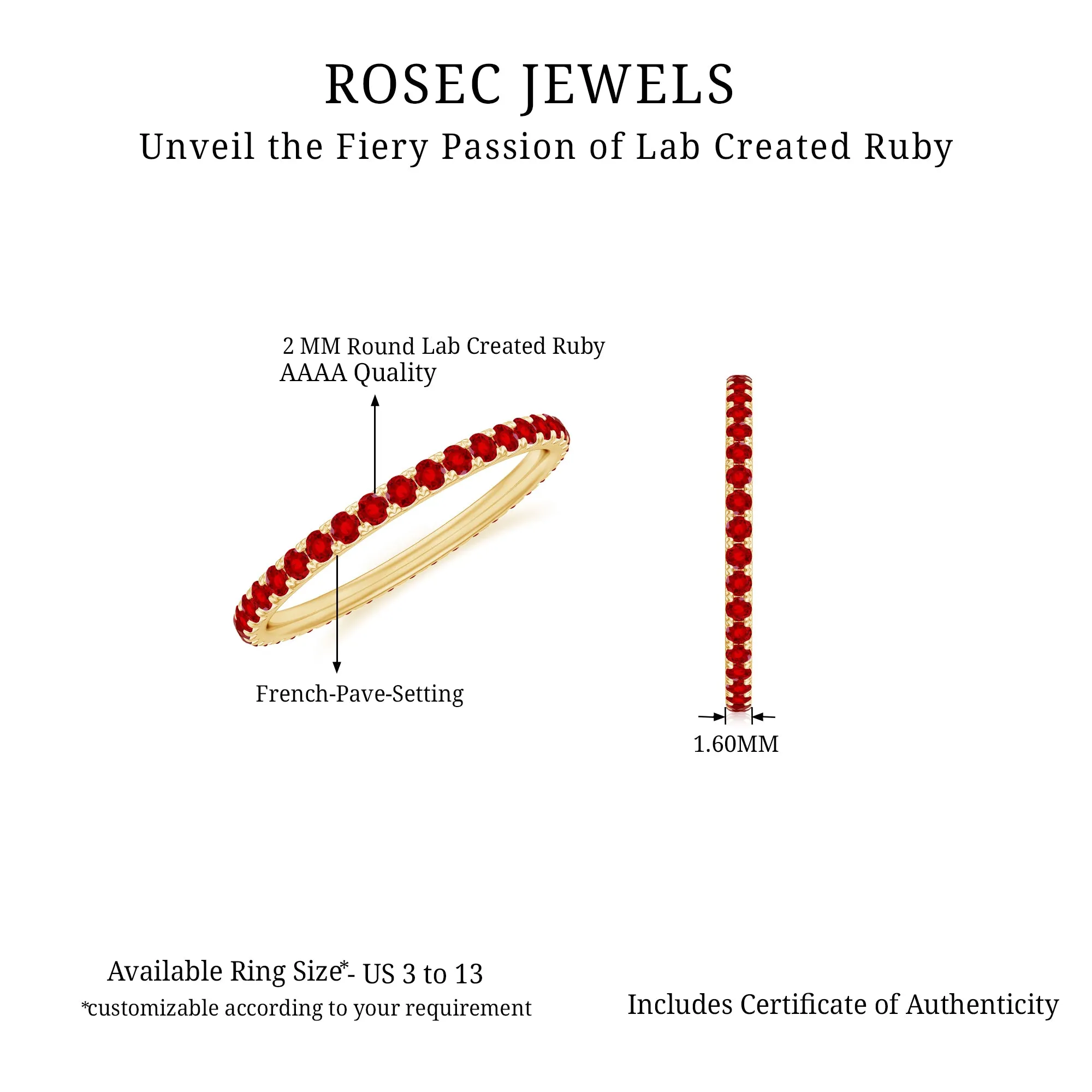 1/2 CT Lab Created Ruby Stackable Eternity Band