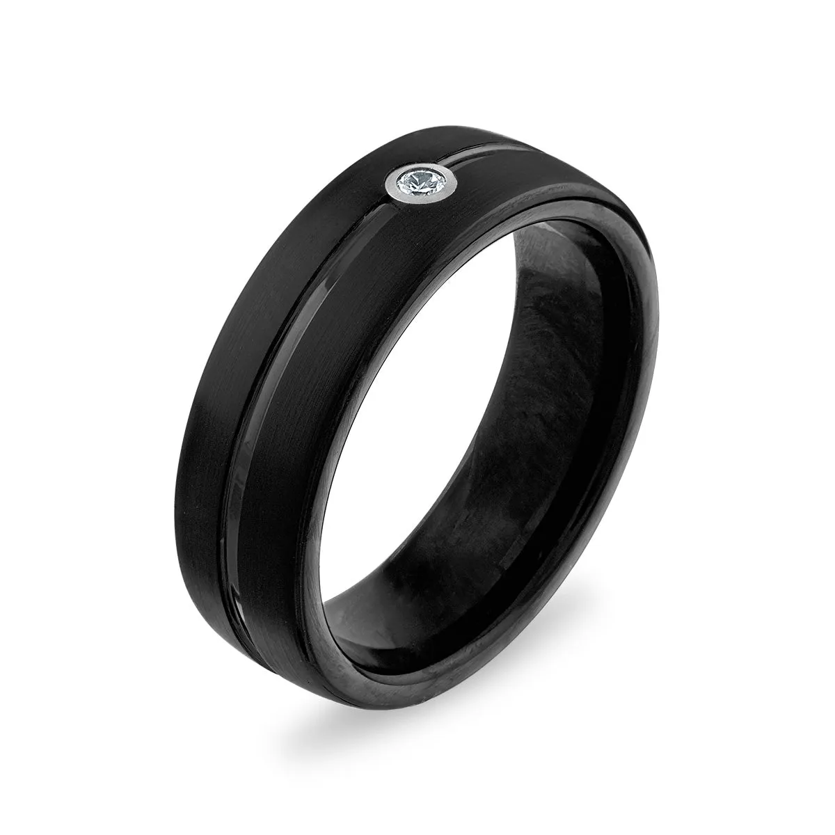 1/25 CTW Diamond Wedding Ring in Black Tungsten