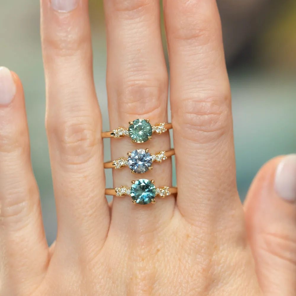 1.36ct Lavender Purple-Blue Montana Sapphire and Diamond Starry Night Low Profile Solitaire in 14k Yellow Gold