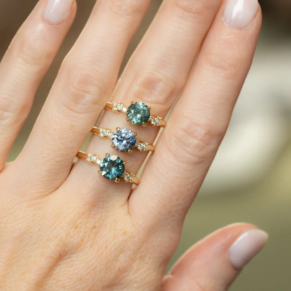 1.36ct Lavender Purple-Blue Montana Sapphire and Diamond Starry Night Low Profile Solitaire in 14k Yellow Gold