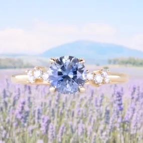 1.36ct Lavender Purple-Blue Montana Sapphire and Diamond Starry Night Low Profile Solitaire in 14k Yellow Gold