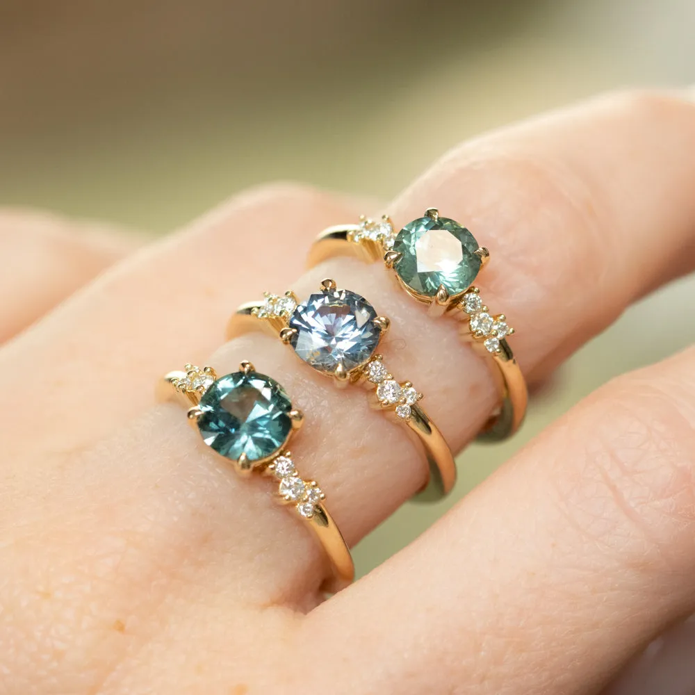 1.36ct Lavender Purple-Blue Montana Sapphire and Diamond Starry Night Low Profile Solitaire in 14k Yellow Gold