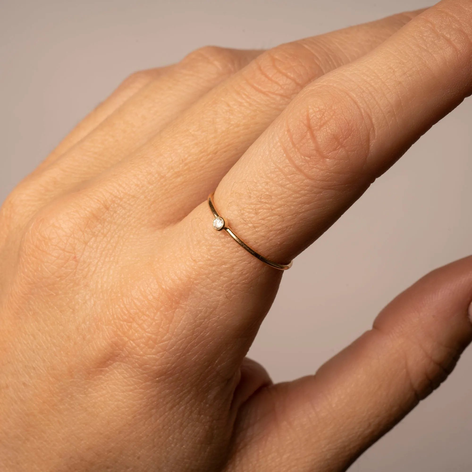 14k Diamond Bezel Stacker