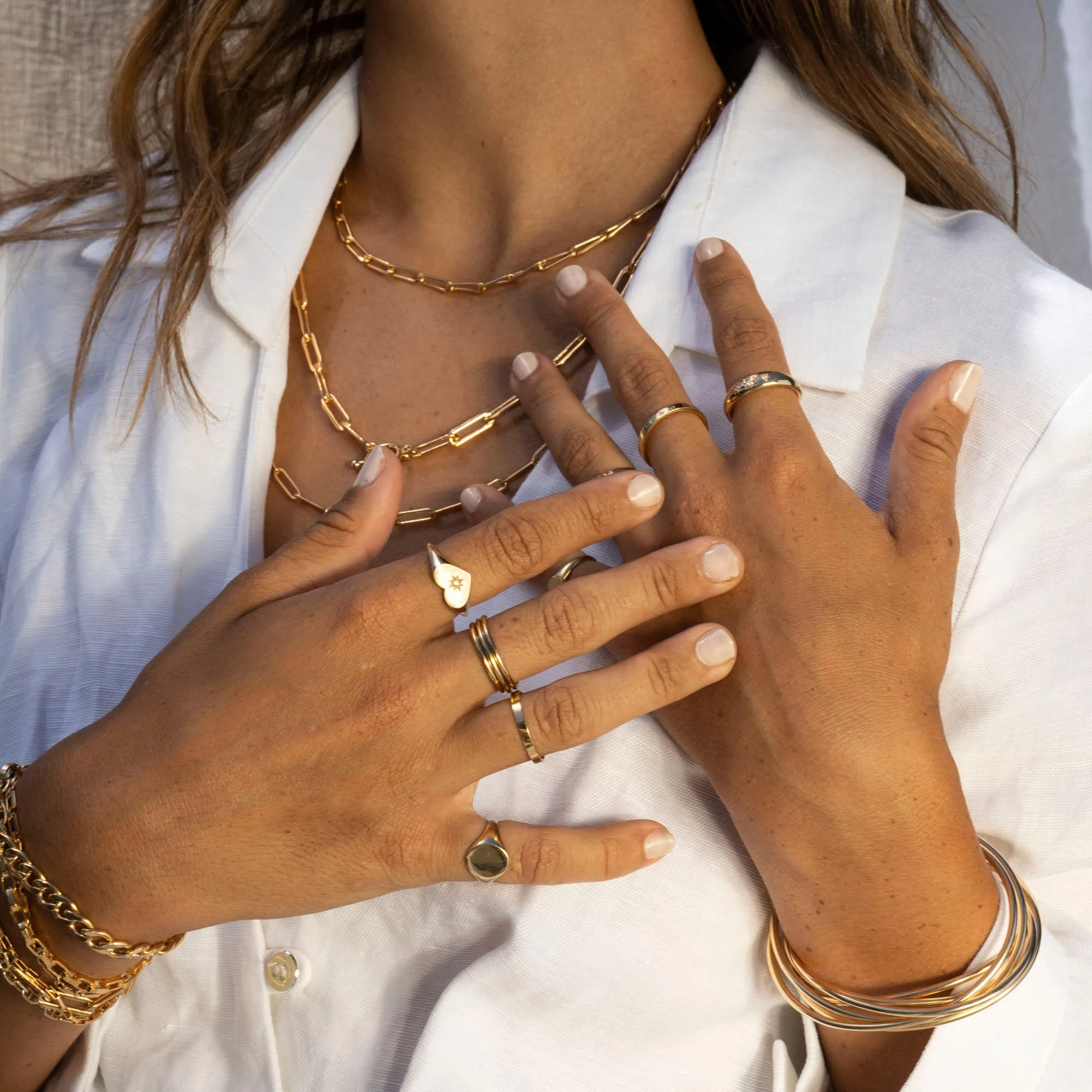 14k Diamond Heart Signet Ring