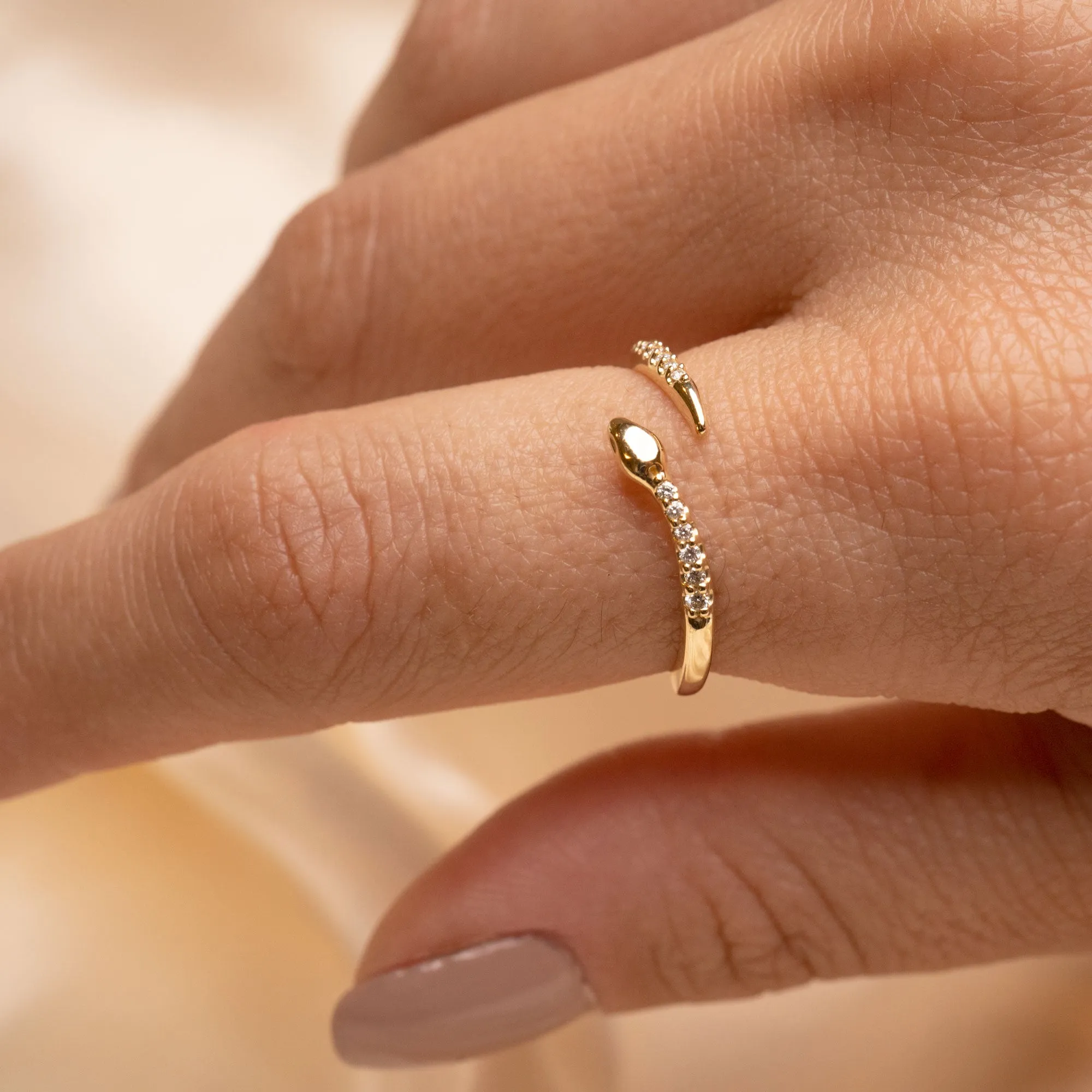 14k Diamond Snake Ring