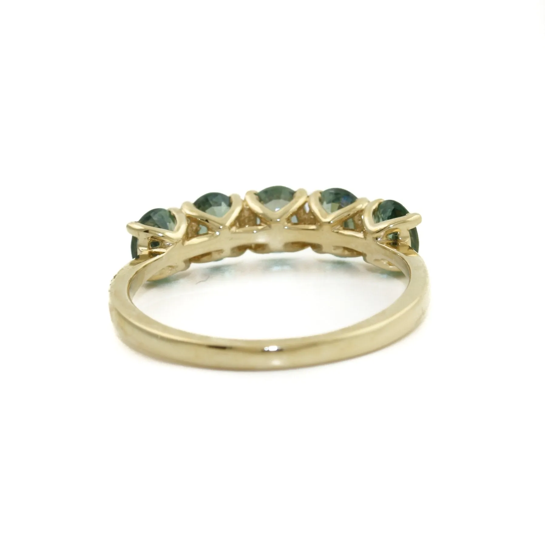14k Five-Stone Teal Sapphire Band