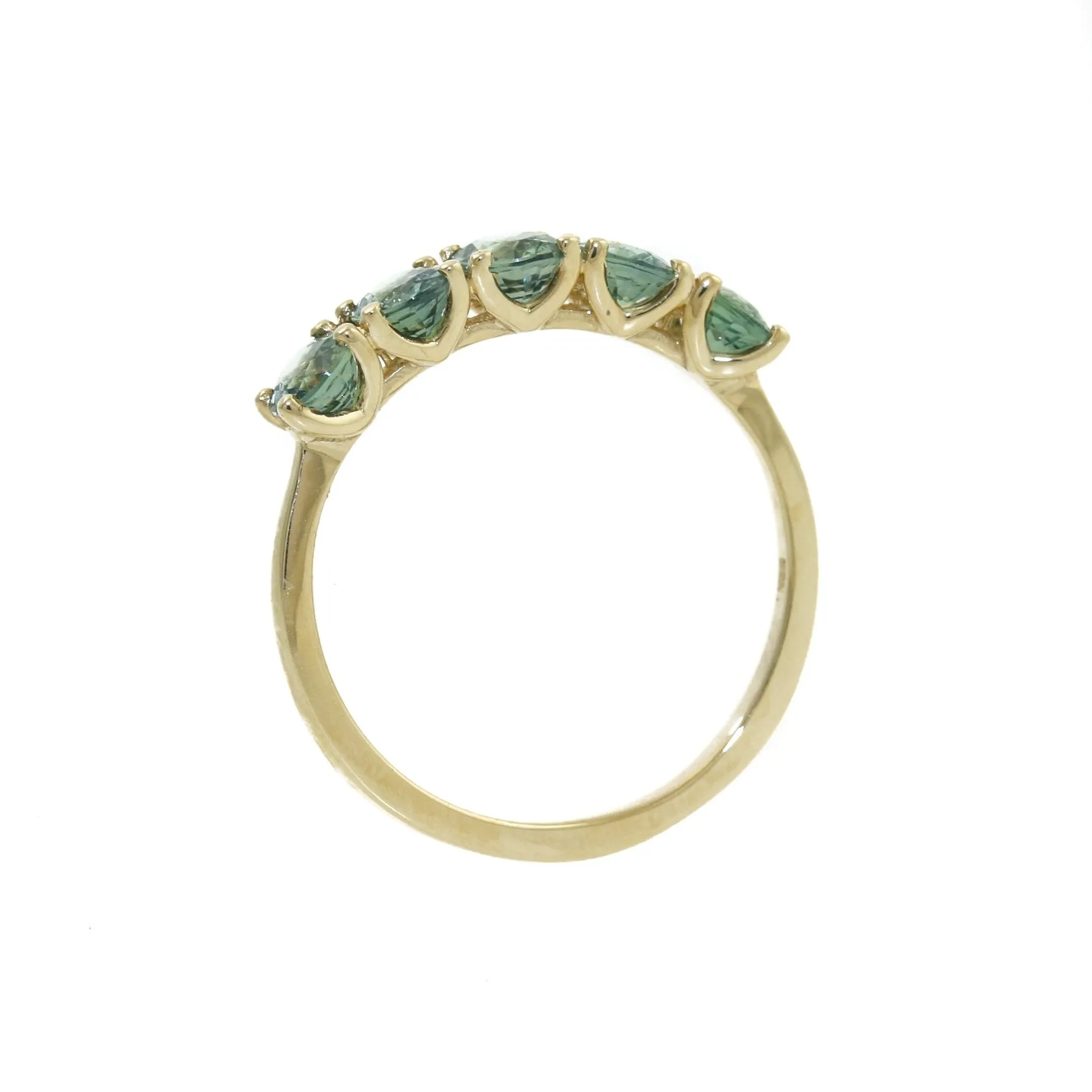 14k Five-Stone Teal Sapphire Band