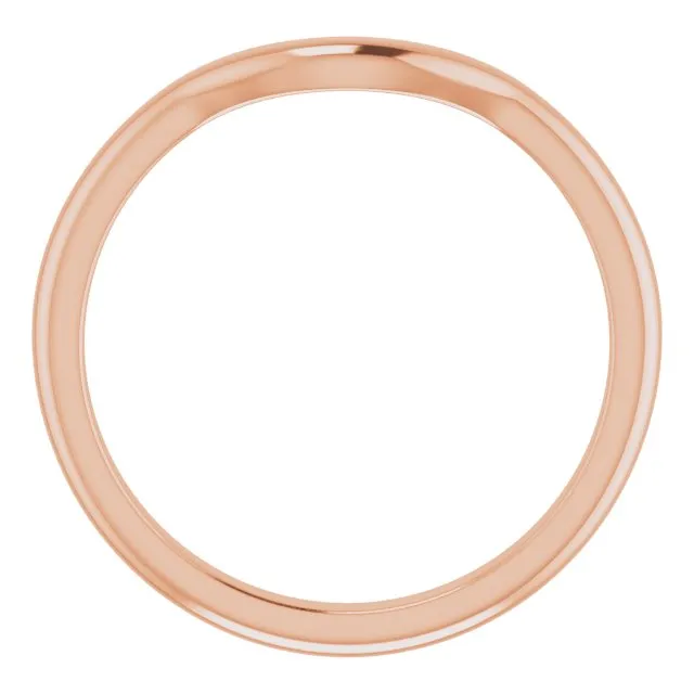 14K Gold Curved Form-Fitting 2.25 mm Wide Wedding Band For Round Solitaire Engagement Ring