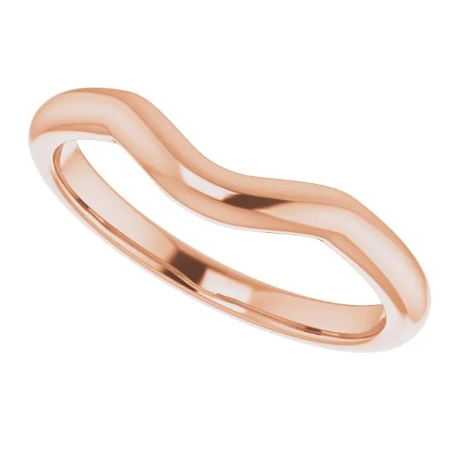 14K Gold Curved Form-Fitting 2.25 mm Wide Wedding Band For Round Solitaire Engagement Ring