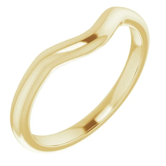 14K Gold Curved Form-Fitting 2.25 mm Wide Wedding Band For Round Solitaire Engagement Ring