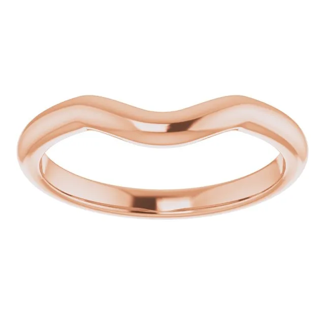 14K Gold Curved Form-Fitting 2.25 mm Wide Wedding Band For Round Solitaire Engagement Ring