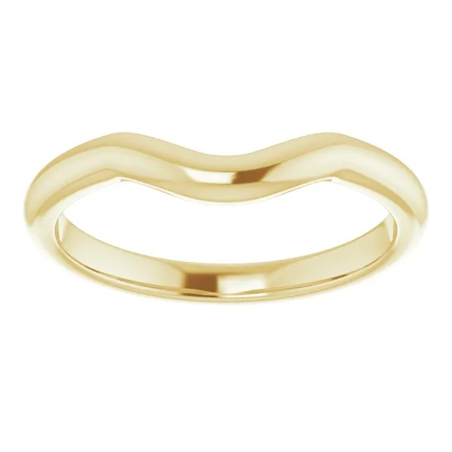 14K Gold Curved Form-Fitting 2.25 mm Wide Wedding Band For Round Solitaire Engagement Ring