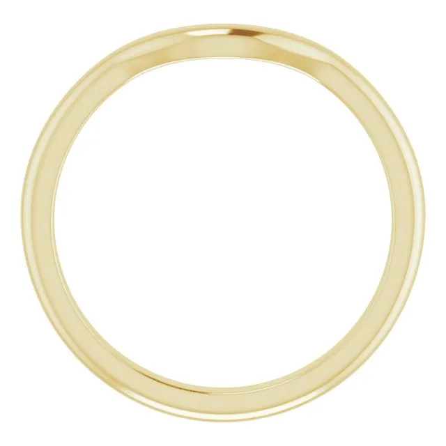 14K Gold Curved Form-Fitting 2.25 mm Wide Wedding Band For Round Solitaire Engagement Ring