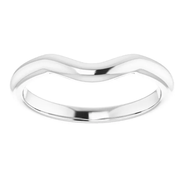 14K Gold Curved Form-Fitting 2.25 mm Wide Wedding Band For Round Solitaire Engagement Ring