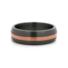 14K Rose Gold Center Brushed Tantalum Band