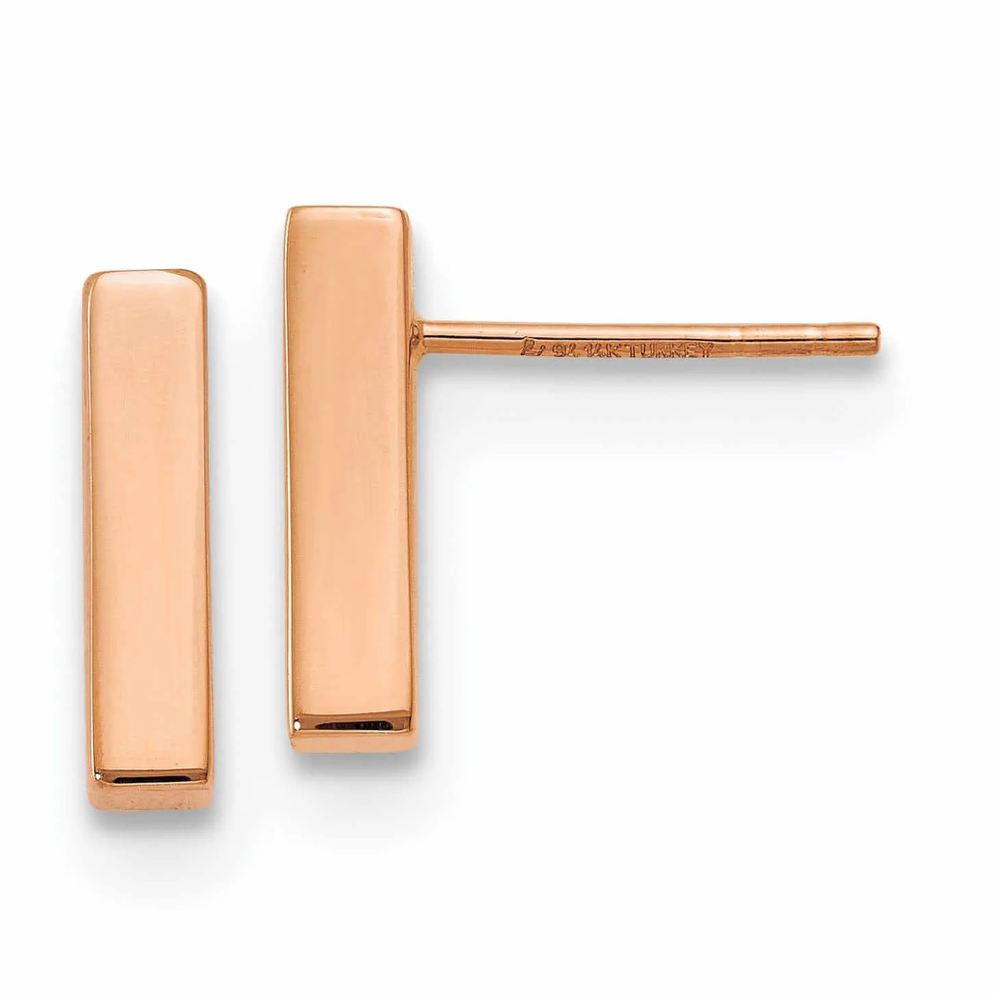 14K Rose Gold Polished Finish Post Earrings