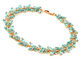14K Solid Rose Gold Butterfly Bracelet w/ Blue Topaz