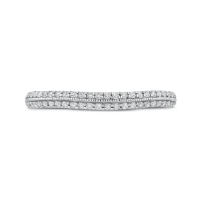 14K Two Tone Gold Round Diamond Half Eternity Wedding Band
