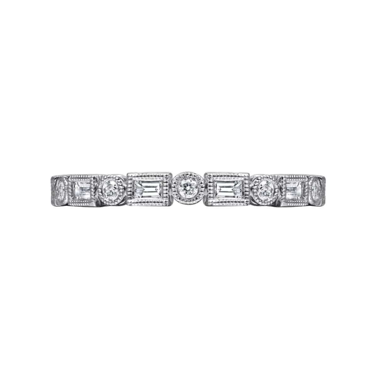 14K White Gold Baguette and Round Diamond Eternity Ring - LR4380W44JJ