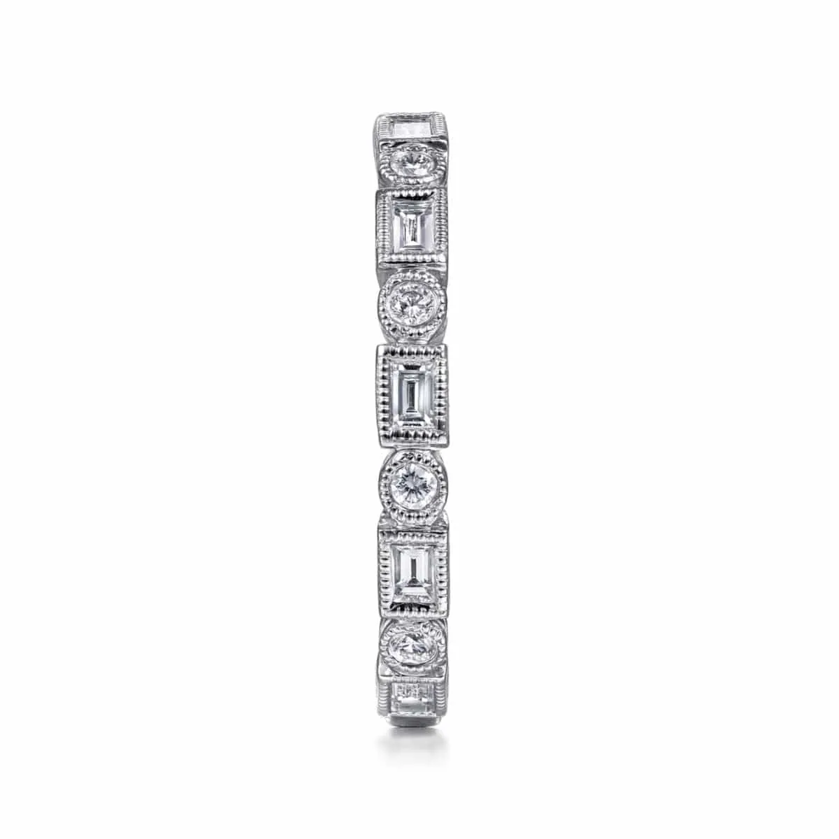14K White Gold Baguette and Round Diamond Eternity Ring - LR4380W44JJ