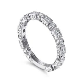 14K White Gold Baguette and Round Diamond Eternity Ring - LR4380W44JJ