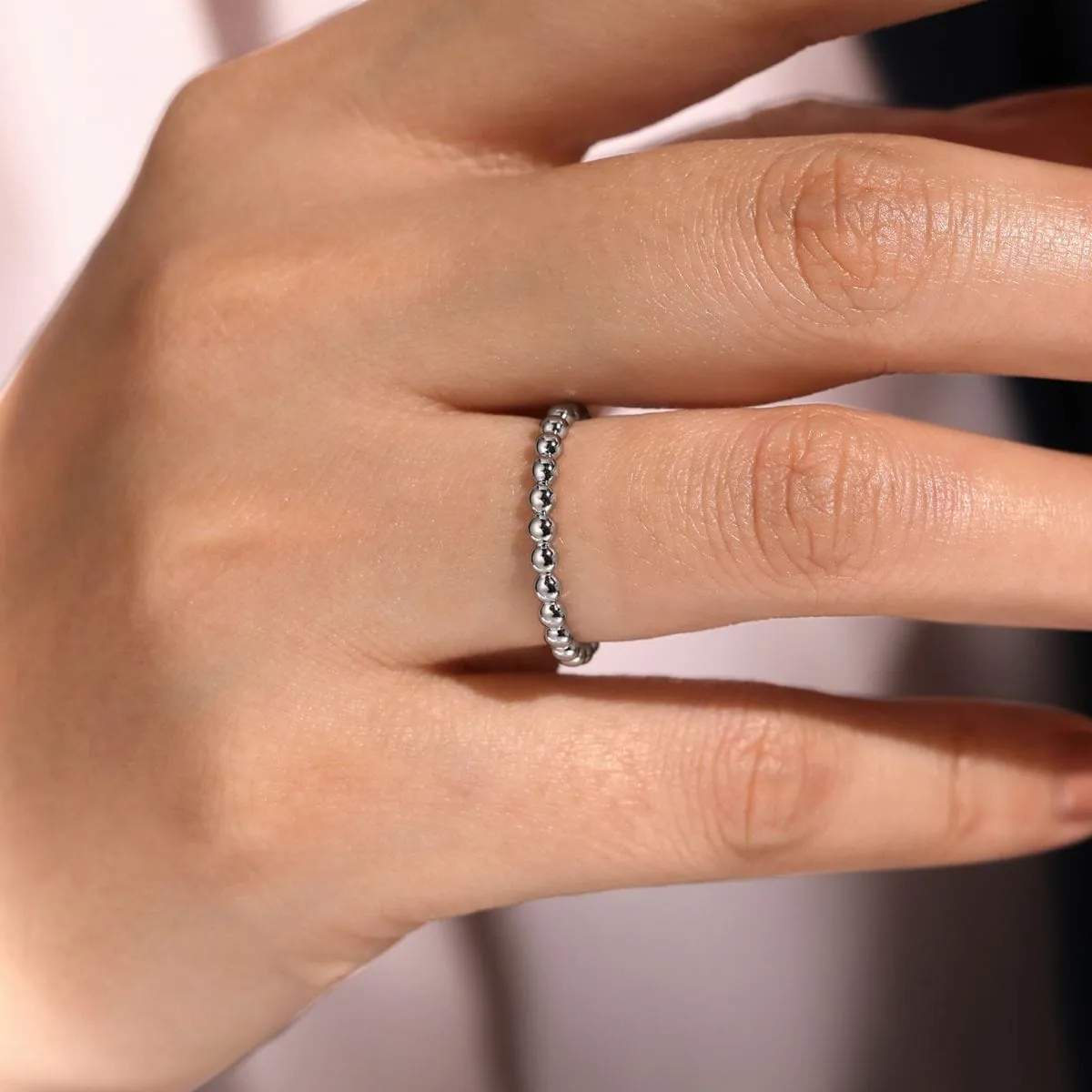 14K White Gold Bujukan Beaded Band - LR4871W4JJJ