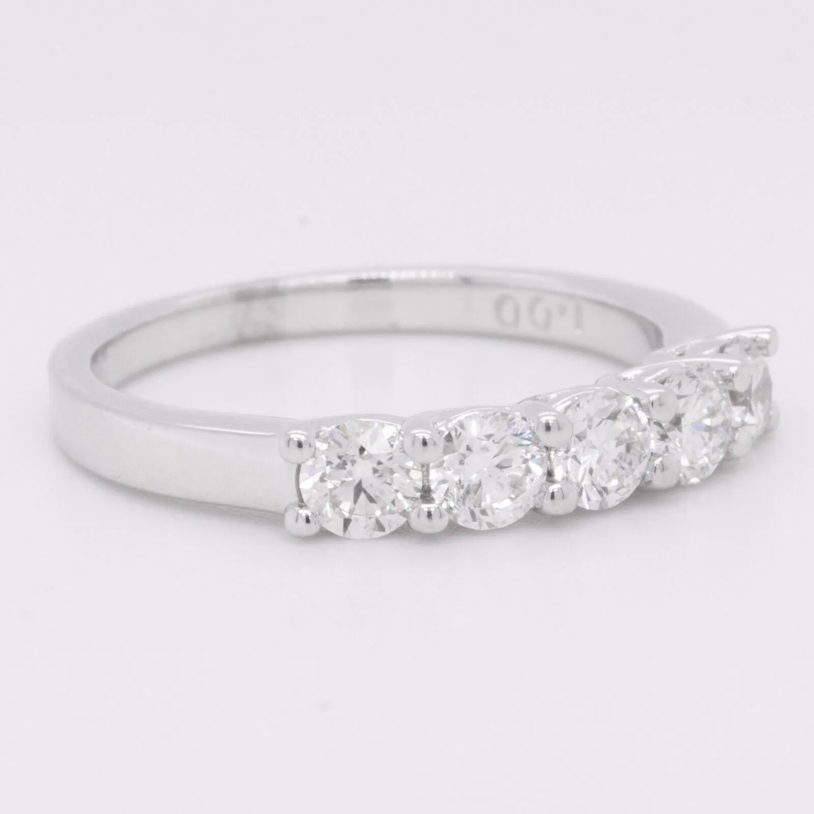 14k White Gold Diamond 11 Stone Wedding Band 0.57ctw F VS2 Ring Size 7
