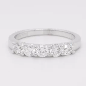 14k White Gold Diamond 11 Stone Wedding Band 0.57ctw F VS2 Ring Size 7