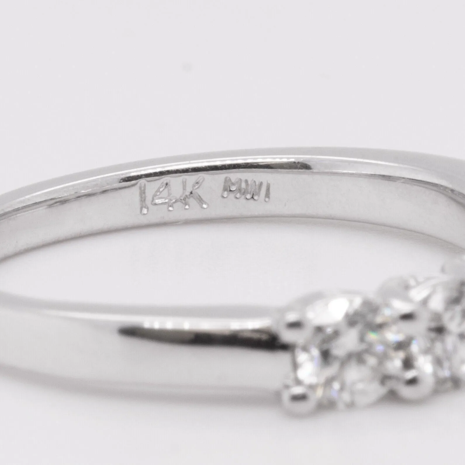 14k White Gold Diamond 11 Stone Wedding Band 0.57ctw F VS2 Ring Size 7