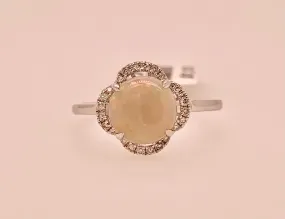 14K White Gold Opal Ring